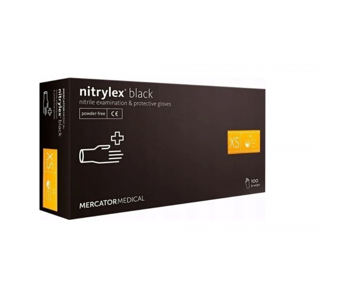 Vienkartinės nitrilinės pirštinės NITRYLEX BLACK, juodos, dydis M, 100vnt